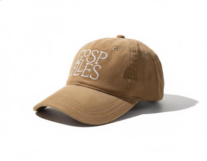 Brown cap with 'COSP ELLES' text on a gray background