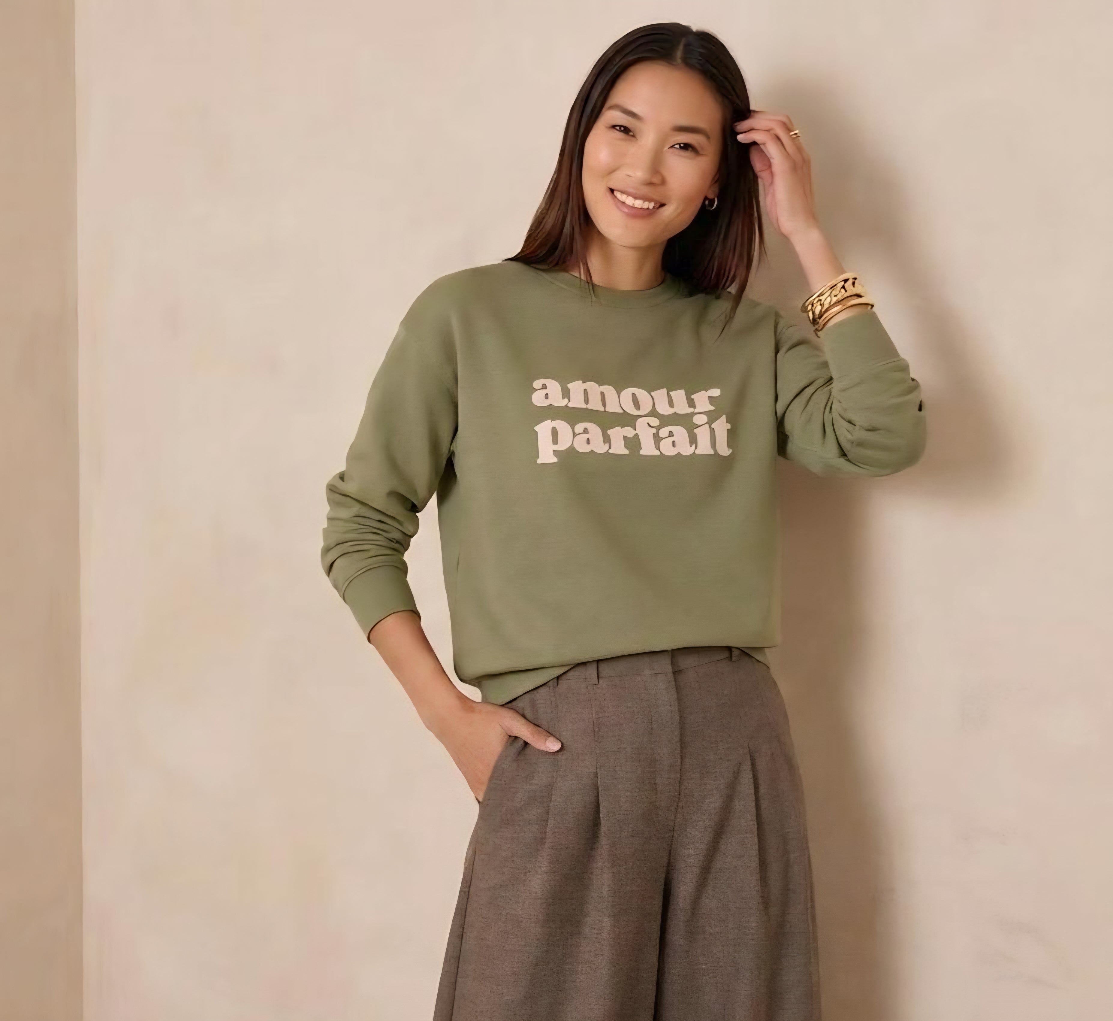 SWEATSHIRT MOLLETONNÉ "AMOUR PARFAIT" IMPRIMÉ EN VELOURS