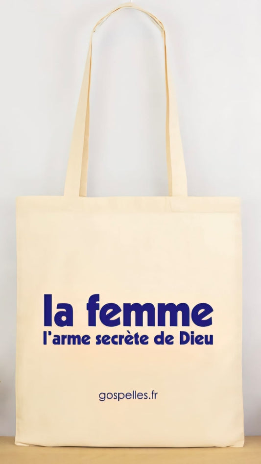 "LA FEMME, L'ARME SECRETE DE DIEU" TOTEBAG